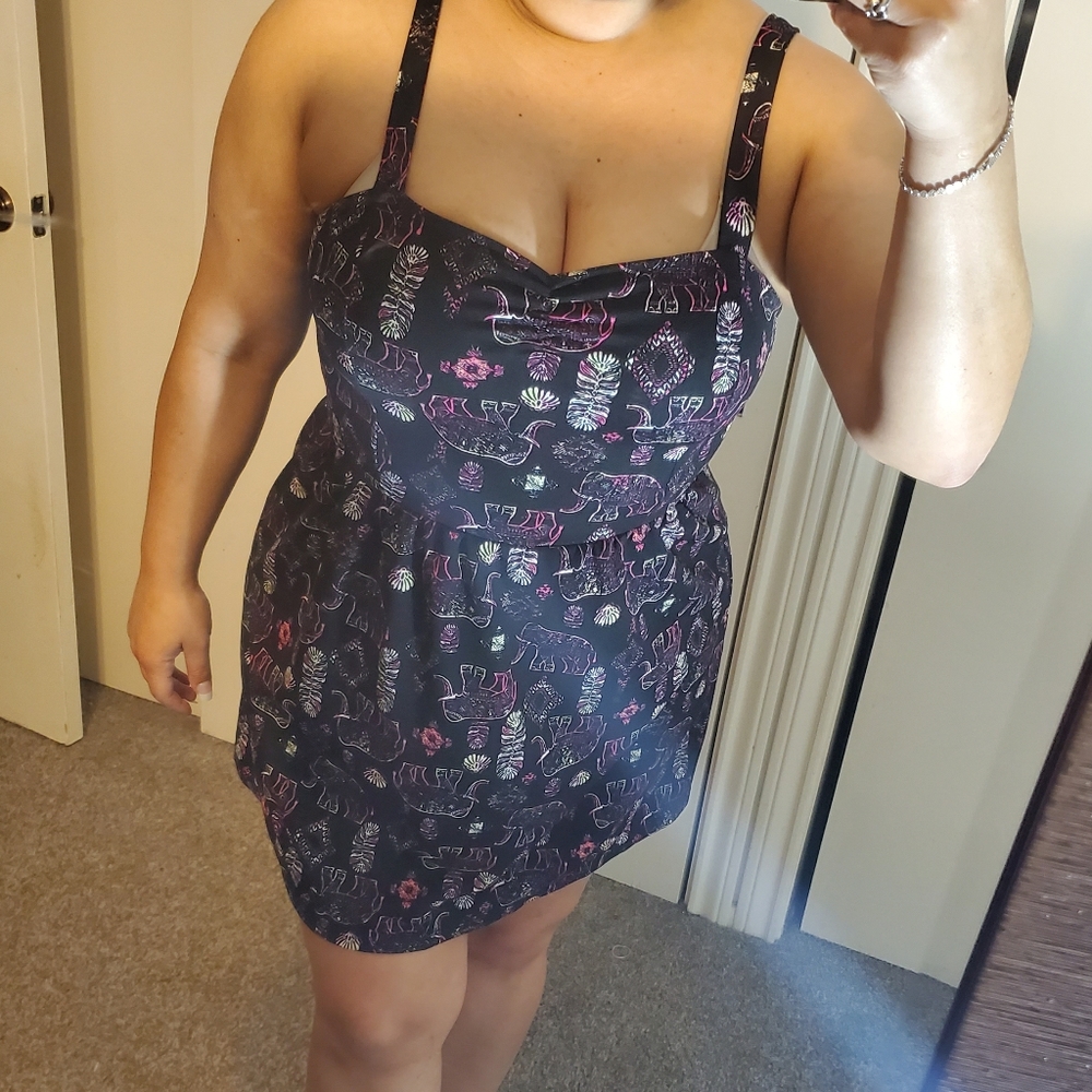 Elephant Print Flirty Black Dress